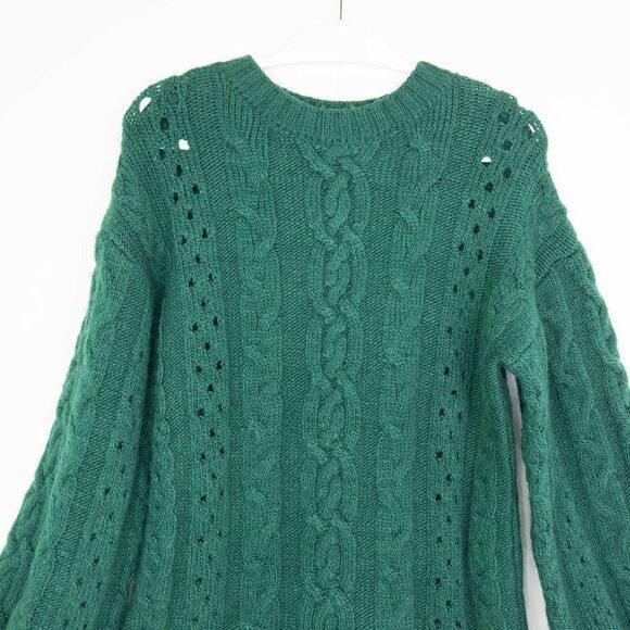 NEW‎ Mango Cable-knit warm sweater, Green, Size M - Picture 4 of 12